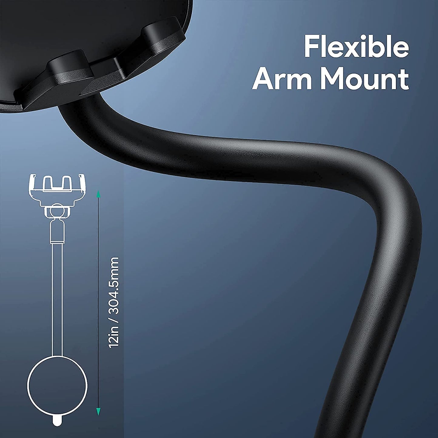 QIFUTAN Cell Phone Holder for Car Phone Mount Long Arm Dashboard Windshield Car Phone Holder Strong Suction Anti-Shake Stabilizer iPhone Car Holder Compatible with All iPhone Android Smartphone
