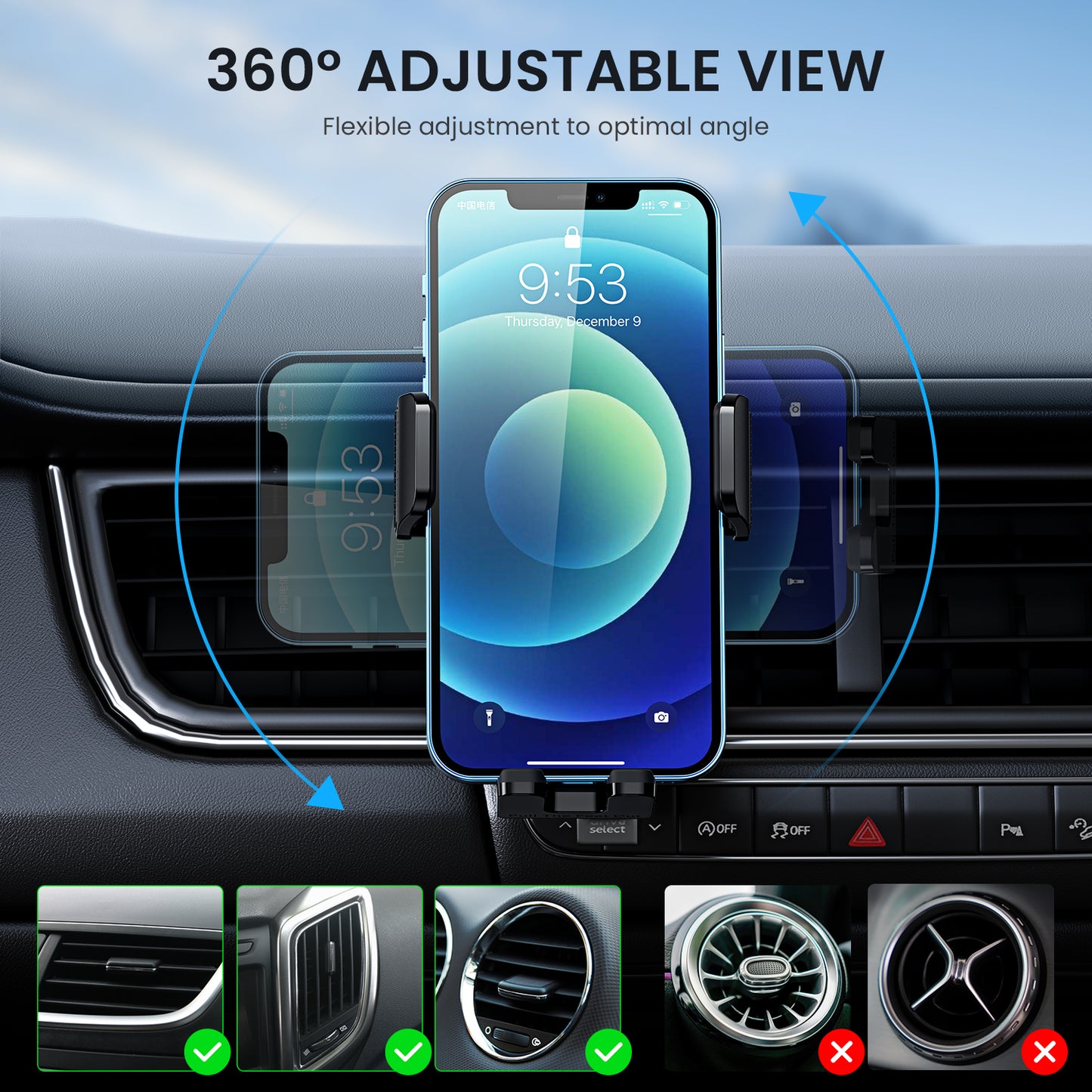 Qifutan Phone Mount for Car Vent [2022 Upgraded Clip] Cell Phone Holder Car Hands Free Cradle in Vehicle Car Phone Holder Mount Fit for Smartphone, iPhone, Cell Phone Automobile Cradles Universal